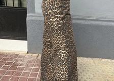pantalon de jean rigido wide leg animal print