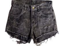 Short de jean rígido nevado con roturas
