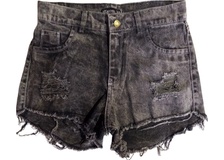 Short de jean rígido nevado con roturas